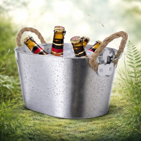 Metāla dzērienu dzesēšanas spainis 6 L ar pudeļu attaisāmajiem